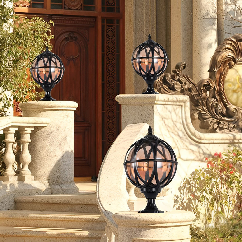 Circular Glass E27 Waterproof European Style Exterior Post Caps Lights, Outdoor Wall Light, detail 5