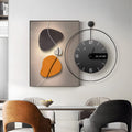 Glass Geometric Silent Wall Clock Canvas Painting Wall Art Decor, Plug-In Wall Sconce, Thickened Aluminum Alloy, 19.7"x27.6"