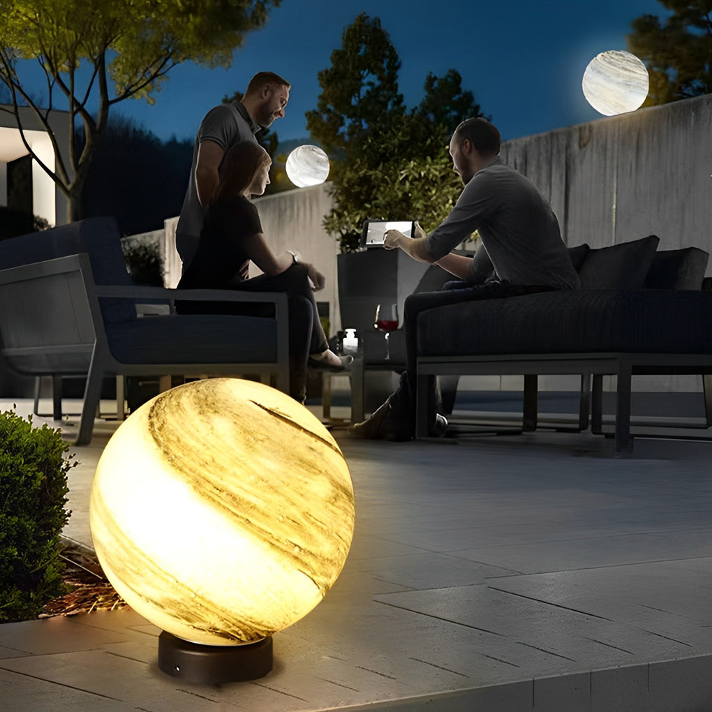 Circular Glass Planets Design Waterproof Contemporary Exterior Fence Post Lights, Outdoor Wall Light, detail 5