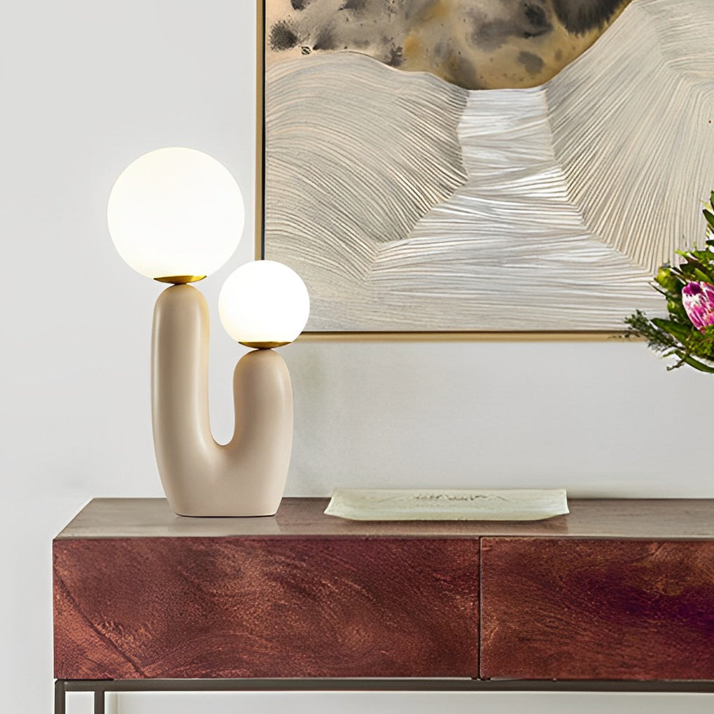 2-Light Contemporary Beige Cactus LED Accent Table Light, Bedside Table Lamp, detail 5