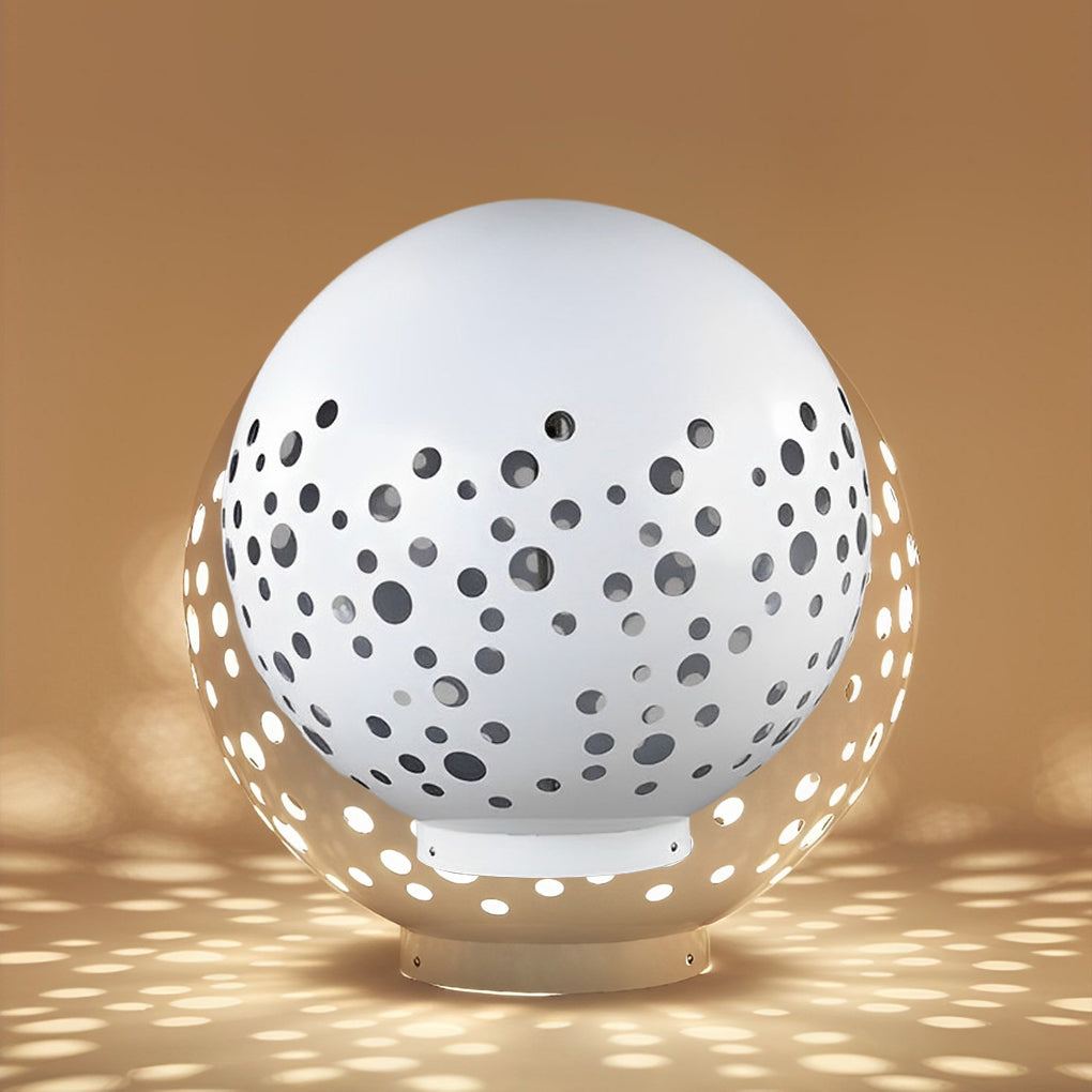 Waterproof Circular Metal Hollow White Contemporary Exterior Lanterns Lawn Lamp, Outdoor Wall Light, detail 8