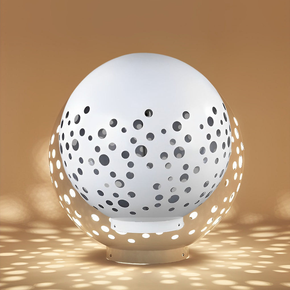 Waterproof Circular Metal Hollow White Contemporary Exterior Lanterns Lawn Lamp, Outdoor Wall Light, detail 8