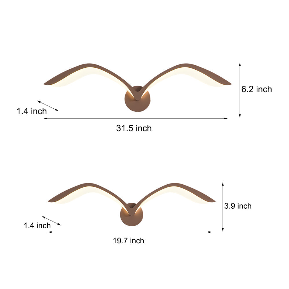 Contemporary Seagull LED Wall Light - Nordic Acrylic Wing Design, Hardwired Wall Sconce, detail 7