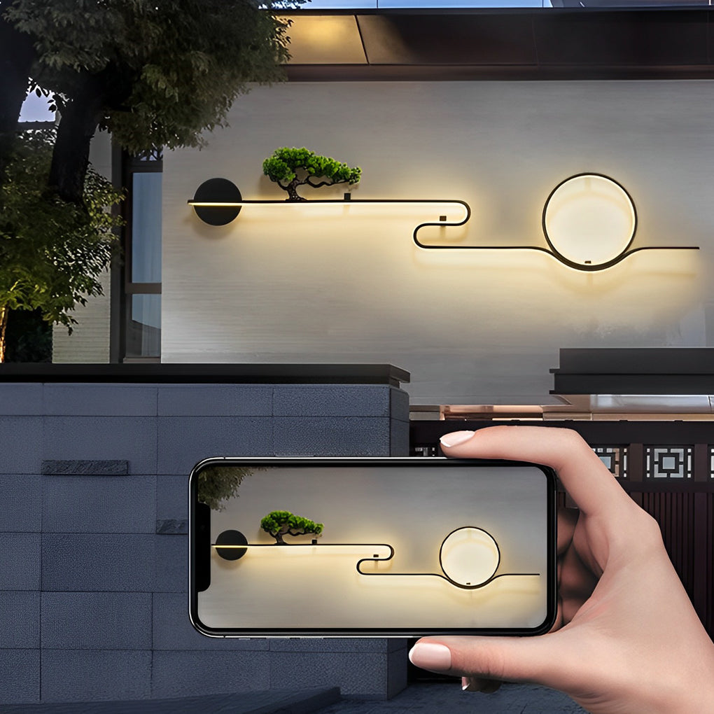 Moon Tree Scenery Waterproof LED Black Retro Exterior Wall Fixtures Sconces, Outdoor Wall Light, detail 7