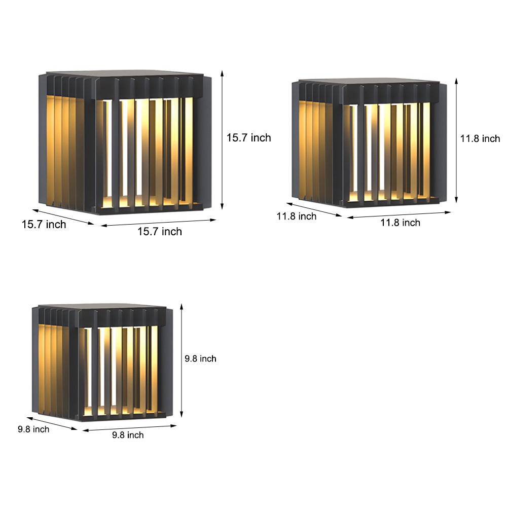 Black Square Pier-Mount Exterior Post Light Garden Wired Solar Pillar Light, Outdoor Wall Light, detail 7