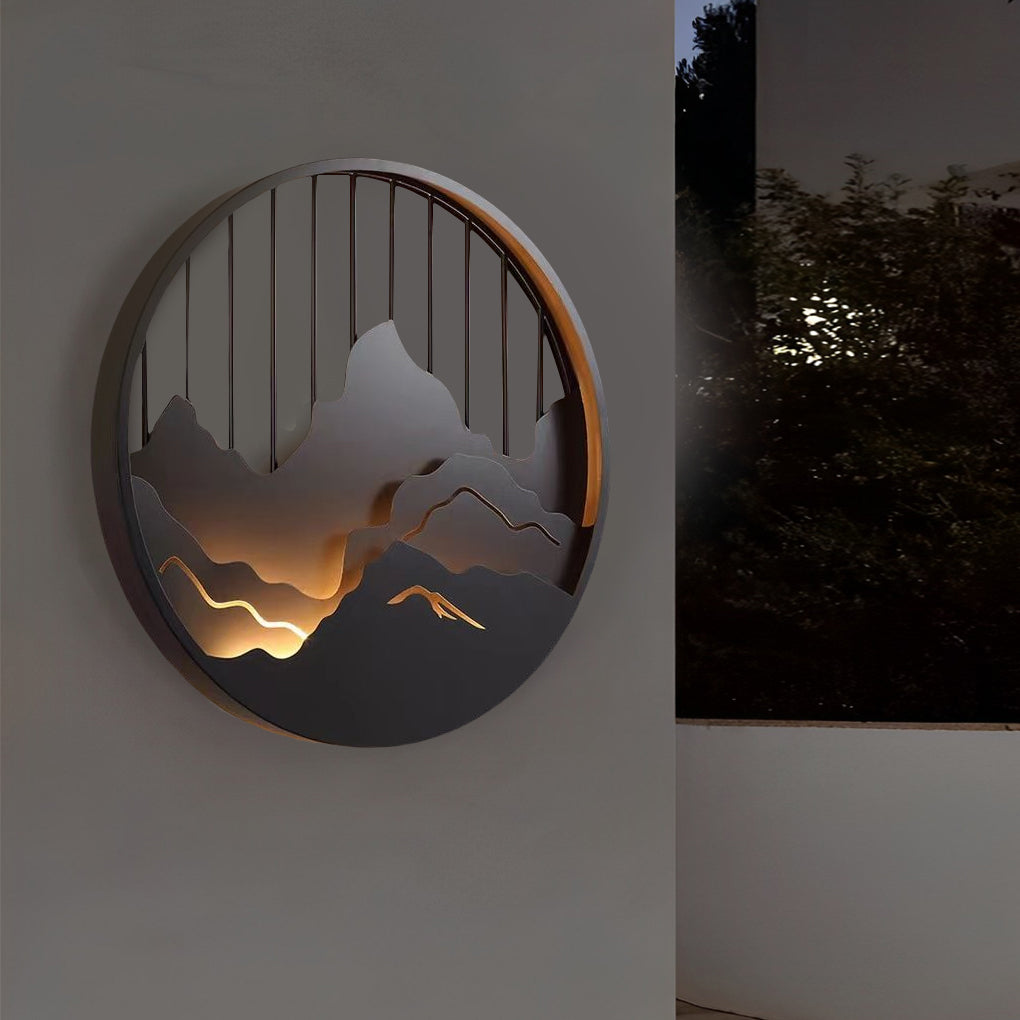 Circular Mountain Scenery LED Waterproof Exterior Wall Light Lighting, Outdoor Wall Light, detail 6