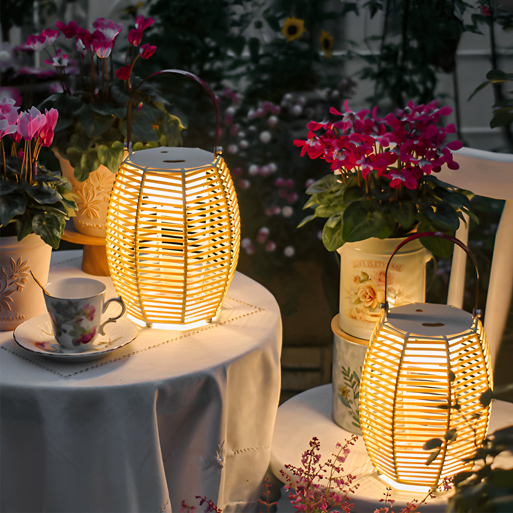 Portable Rattan Lantern Waterproof LED Contemporary Solar Exterior Light, Outdoor Wall Light, detail 8