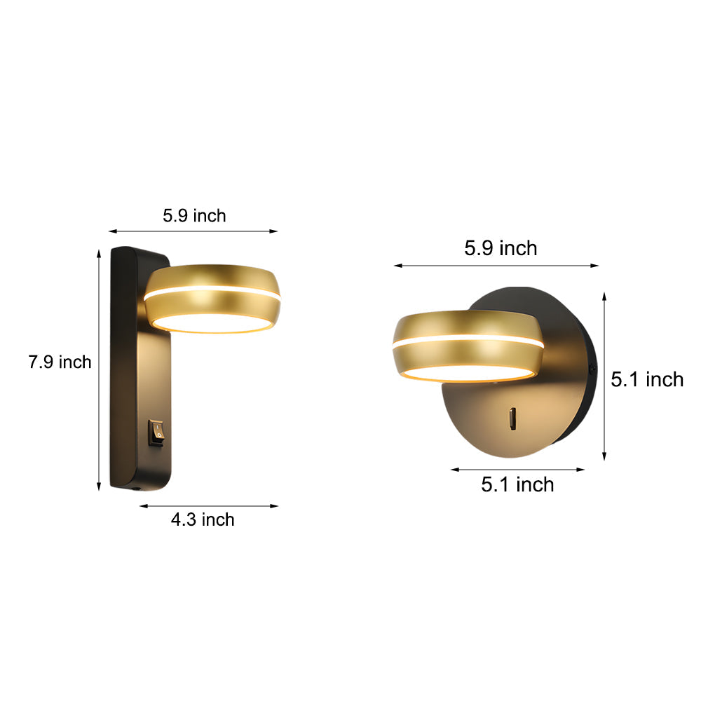 Circular 6W LED Wall Light Rotatable Bedside Lamp, Bedside Table Lamp, detail 8