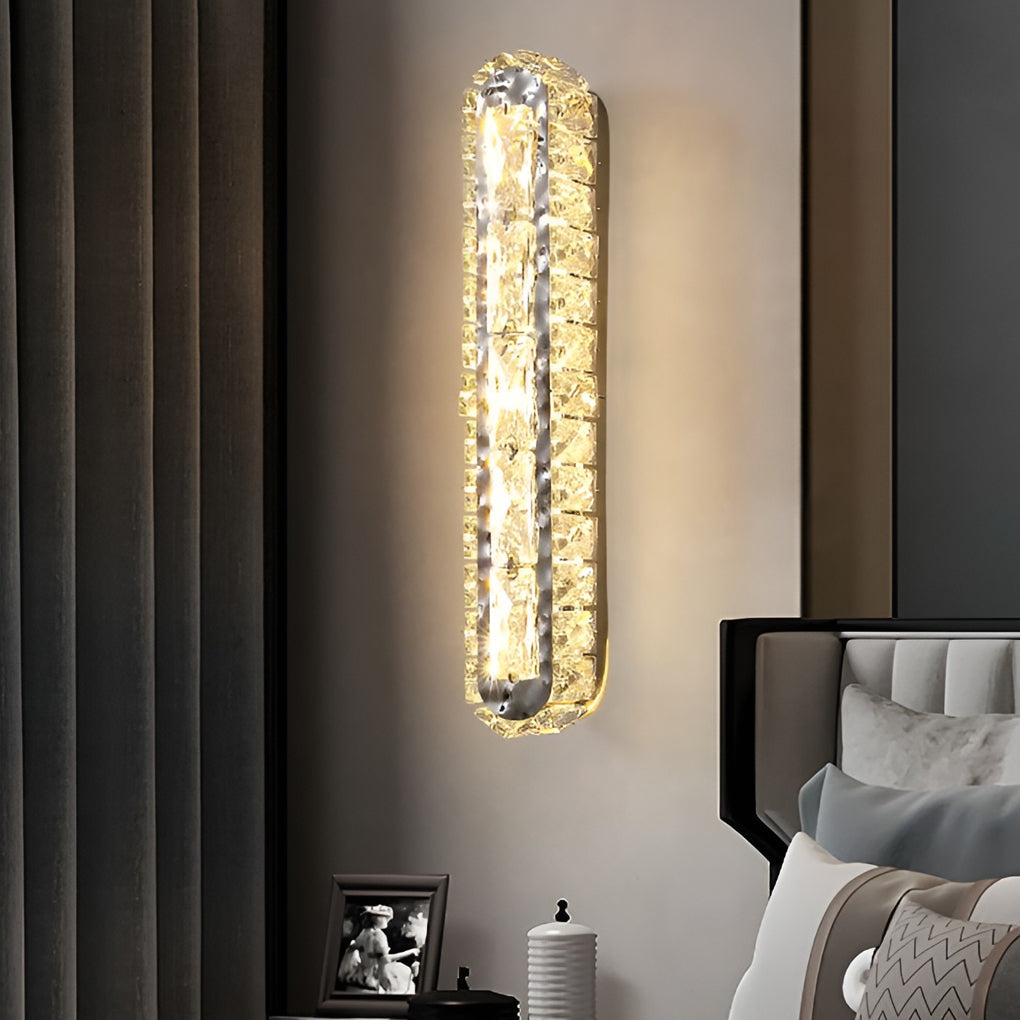 Double Strip Three Step Dimming Light LED Crystal Contemporary Wall Light, Bedroom Wall Sconce, detail 2