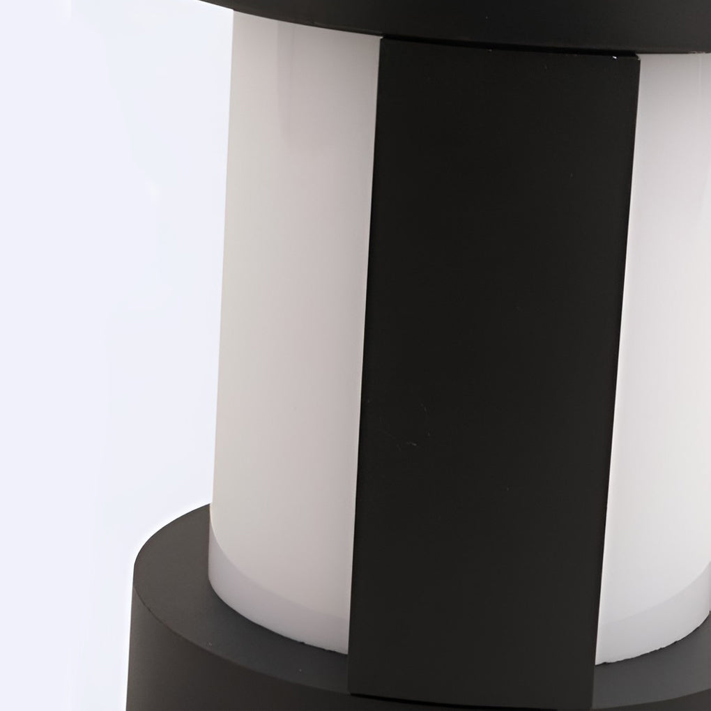 Circular Waterproof LED Solar Black Contemporary Exterior Pathway Lights Post Lights - 15.7" Aluminum, Outdoor Wall Light, detail 10