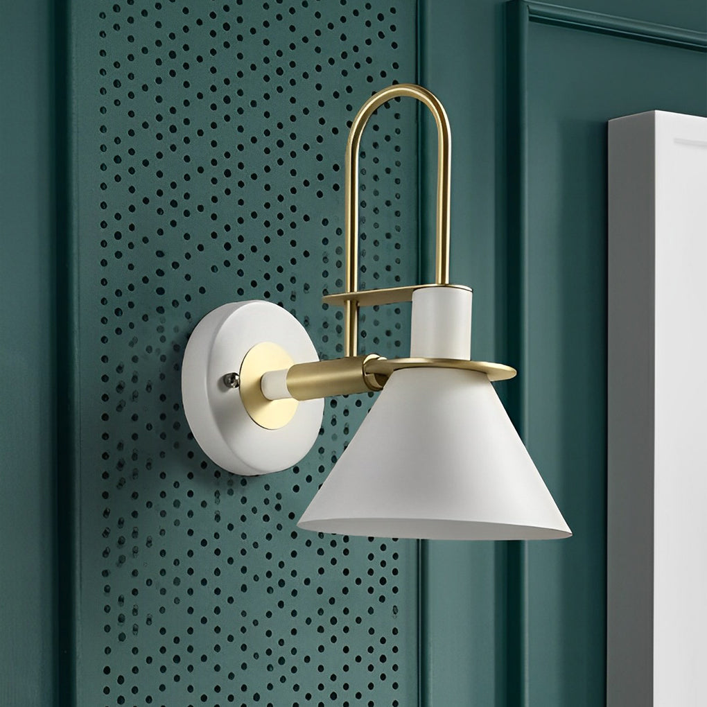 Clean-Lined Horn Shape Iron Creative Contemporary Wall Light, Bedroom Wall Sconce, Dia 7in x H 12in