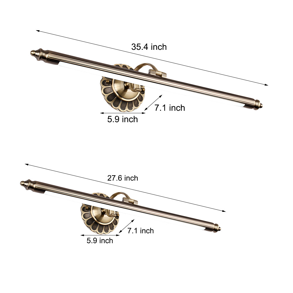 Retro Cylinder LED Bathroom Vanity Fixture with Flower Accents in Bronze Finish, Bathroom Vanity Light, detail 7