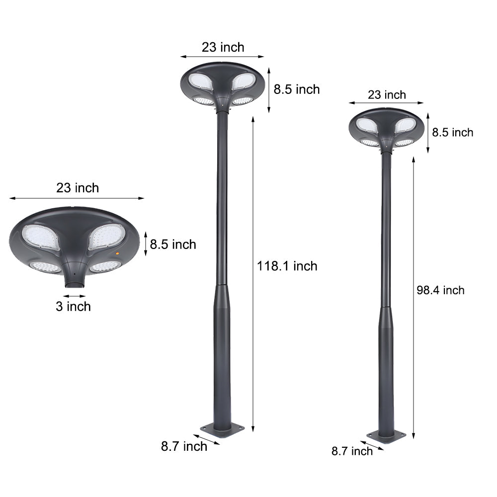 Exterior Black LED Solar Lamp Post Street Light, Outdoor Wall Light, detail 7