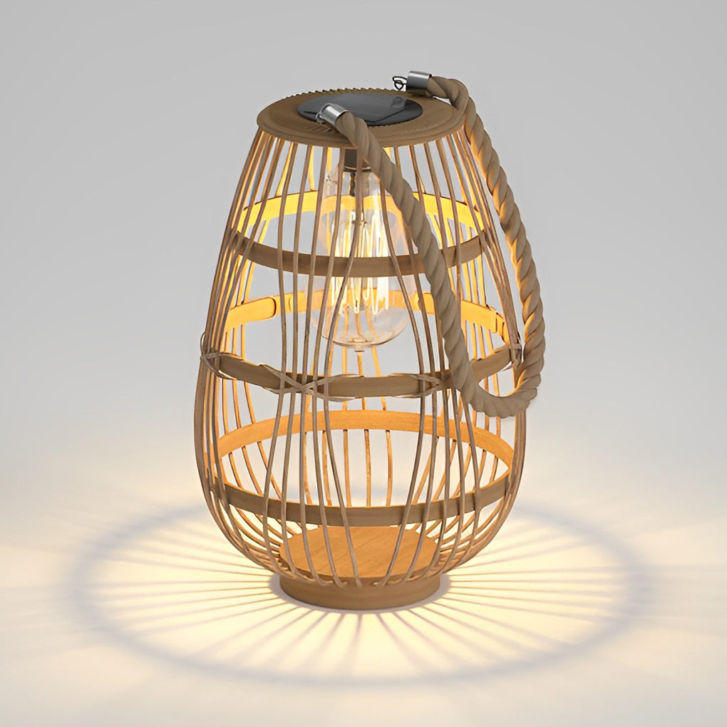 Portable Rattan Wood LED Waterproof Contemporary Solar Garden Lights Lawn Lamp, Outdoor Wall Light, detail 6