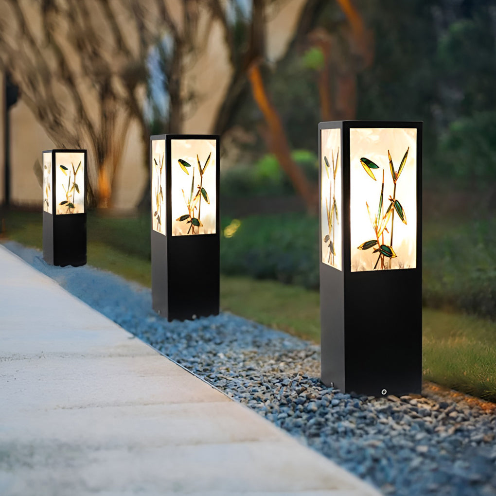 Square Landscape Pattern LED Vintage Solar Exterior Path Lights Post Lights, Outdoor Wall Light, detail 2