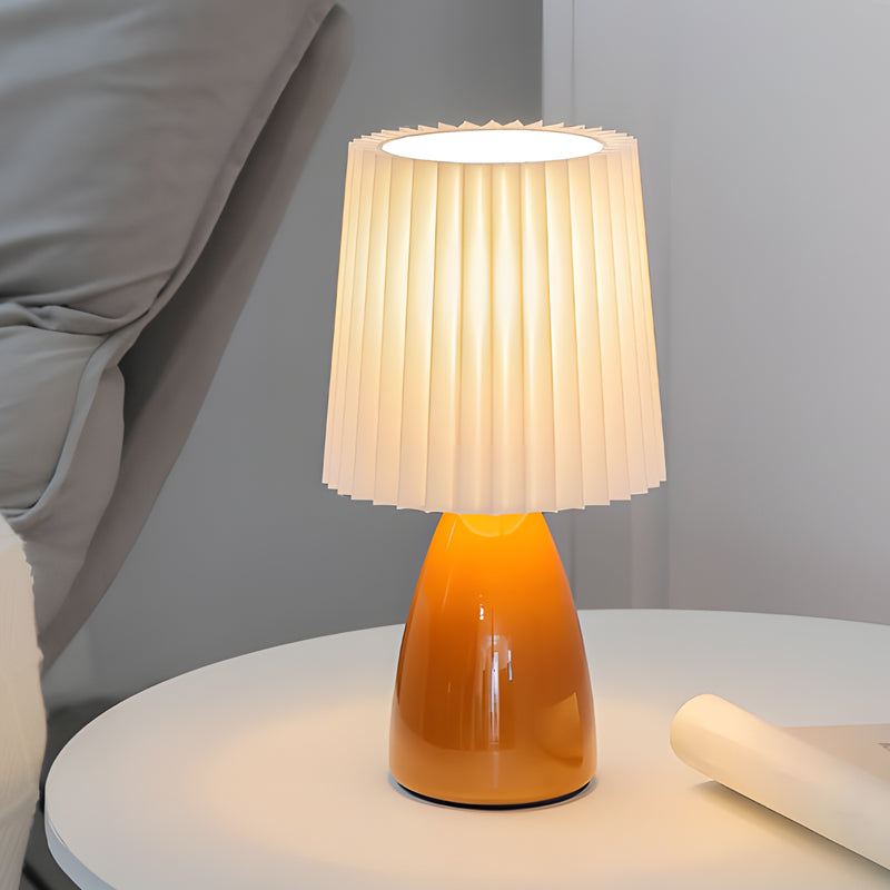 12 inch Pleated-Shade Glass Dimmable Table Light, Bedside Table Lamp, detail 2