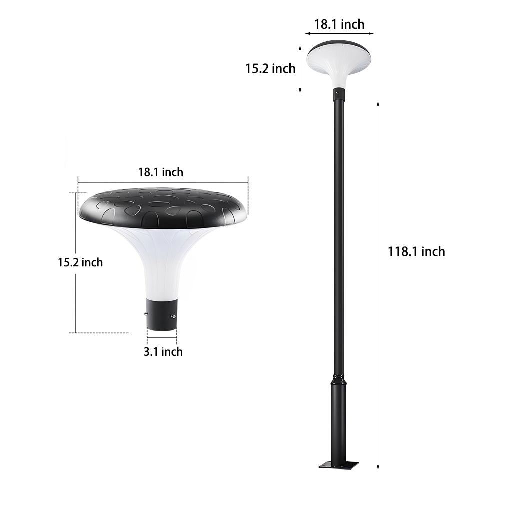 Circular Mushroom Waterproof Intelligent Black Contemporary Solar Lamp Post Light, Outdoor Wall Light, detail 6