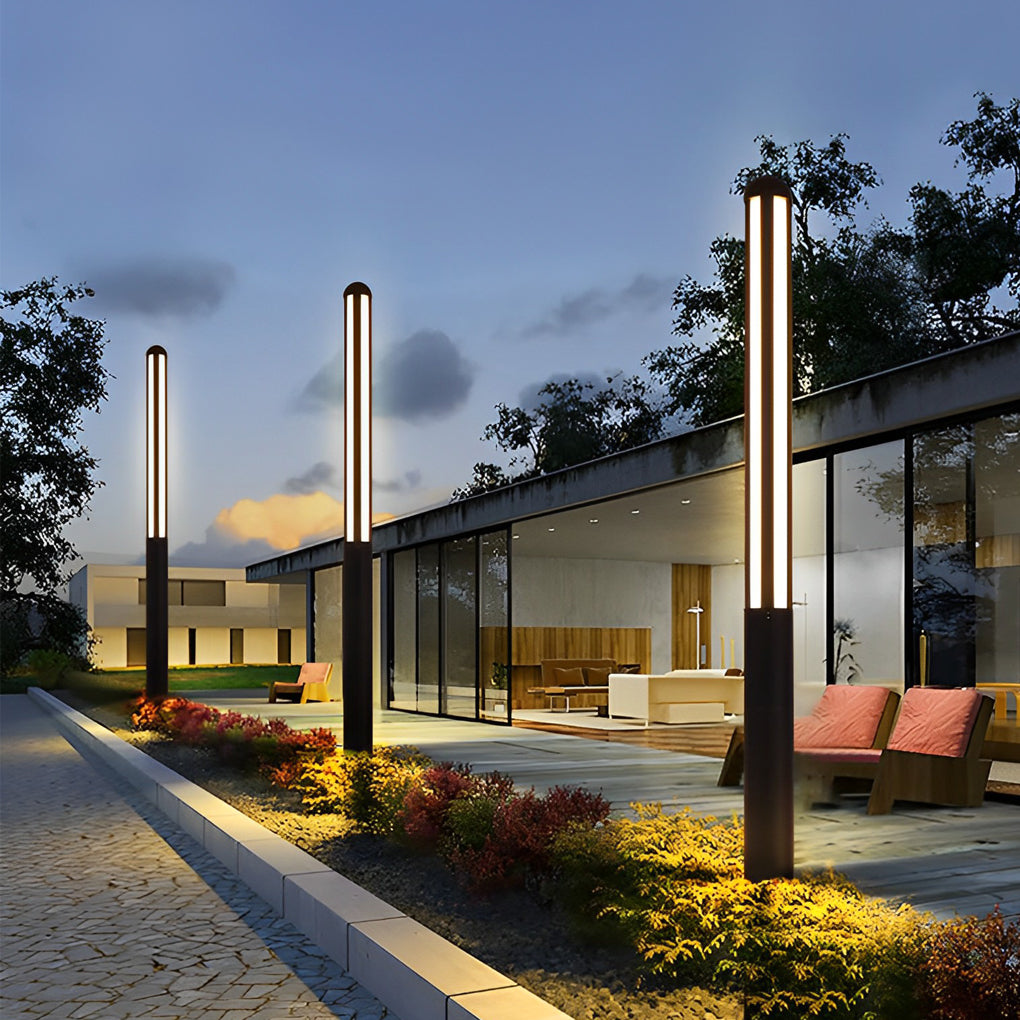 Clean-Lined Waterproof LED Black Contemporary Residential Exterior Pole Lights Yard Lighting, Outdoor Wall Light, detail 2