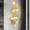 Creative Rounded Square Glass Copper LED Contemporary Wall Light, Bedroom Wall Sconce, 13"