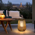 Rattan Portable Lantern Shaped LED Waterproof Solar Exterior Lights - 16" Plastic, Outdoor Wall Light