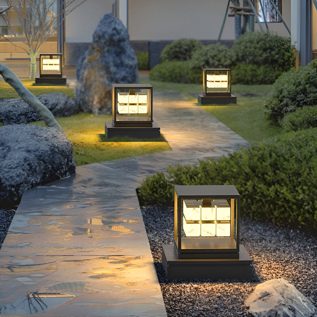 Square LED Waterproof Contemporary Solar Deck Post Lights Pillar Light Post Caps Lights, Outdoor Wall Light, detail 5