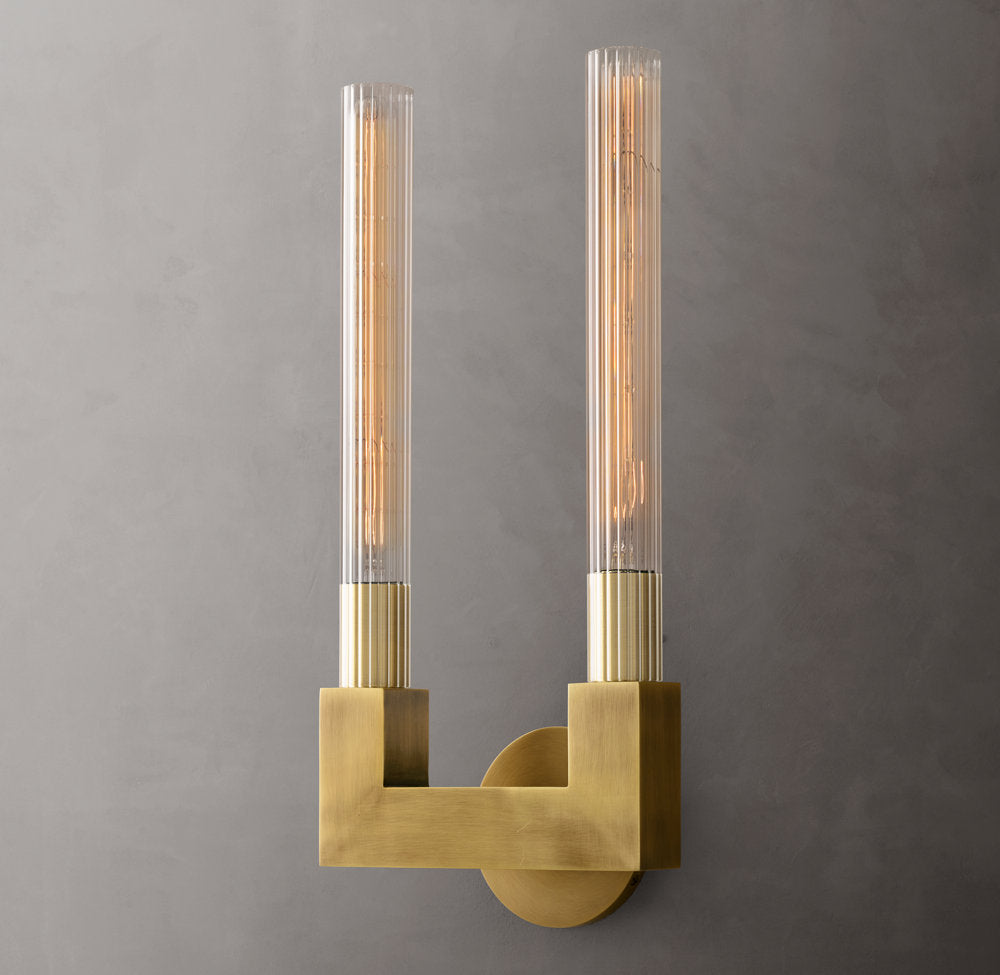 Cannele Double Wall Light, Bathroom Wall Sconce, Dimensions Overall: 8"