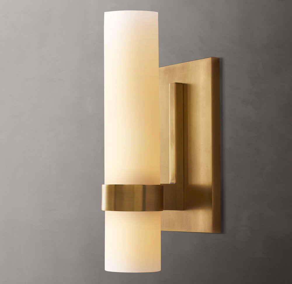 Ravelle Milk Glass Wall Light 12", Bathroom Wall Sconce, 5"D x 12"H