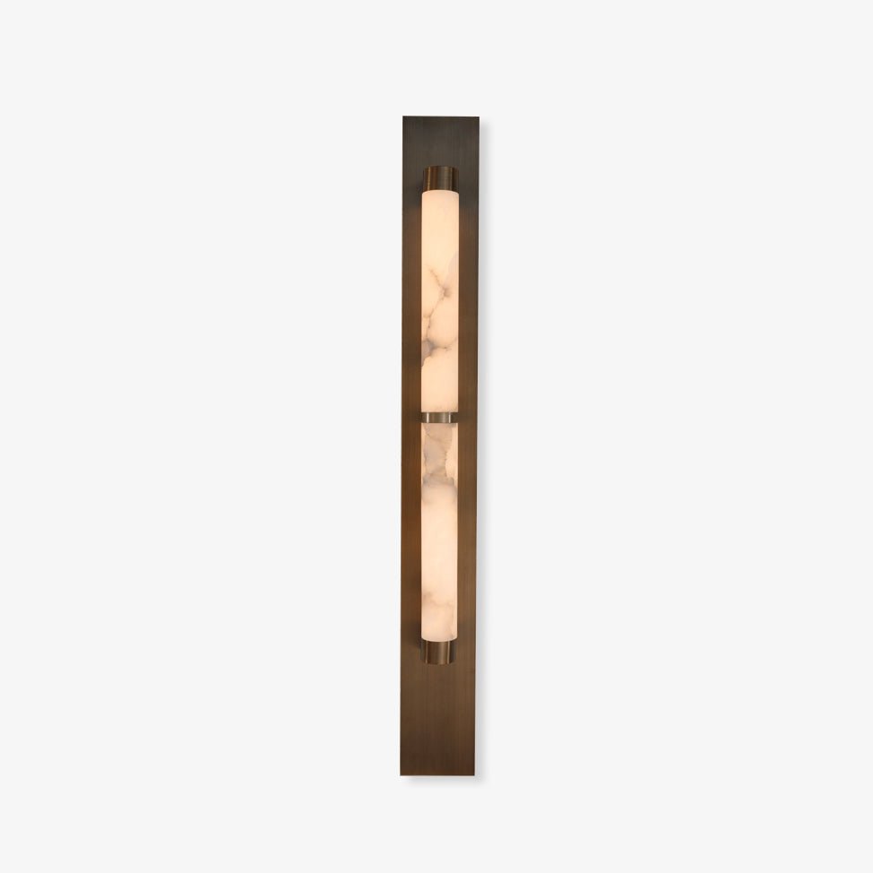 Columnar Alabaster Wall Light, Hardwired Wall Sconce, Metal, Dia 10cm x H 50cm