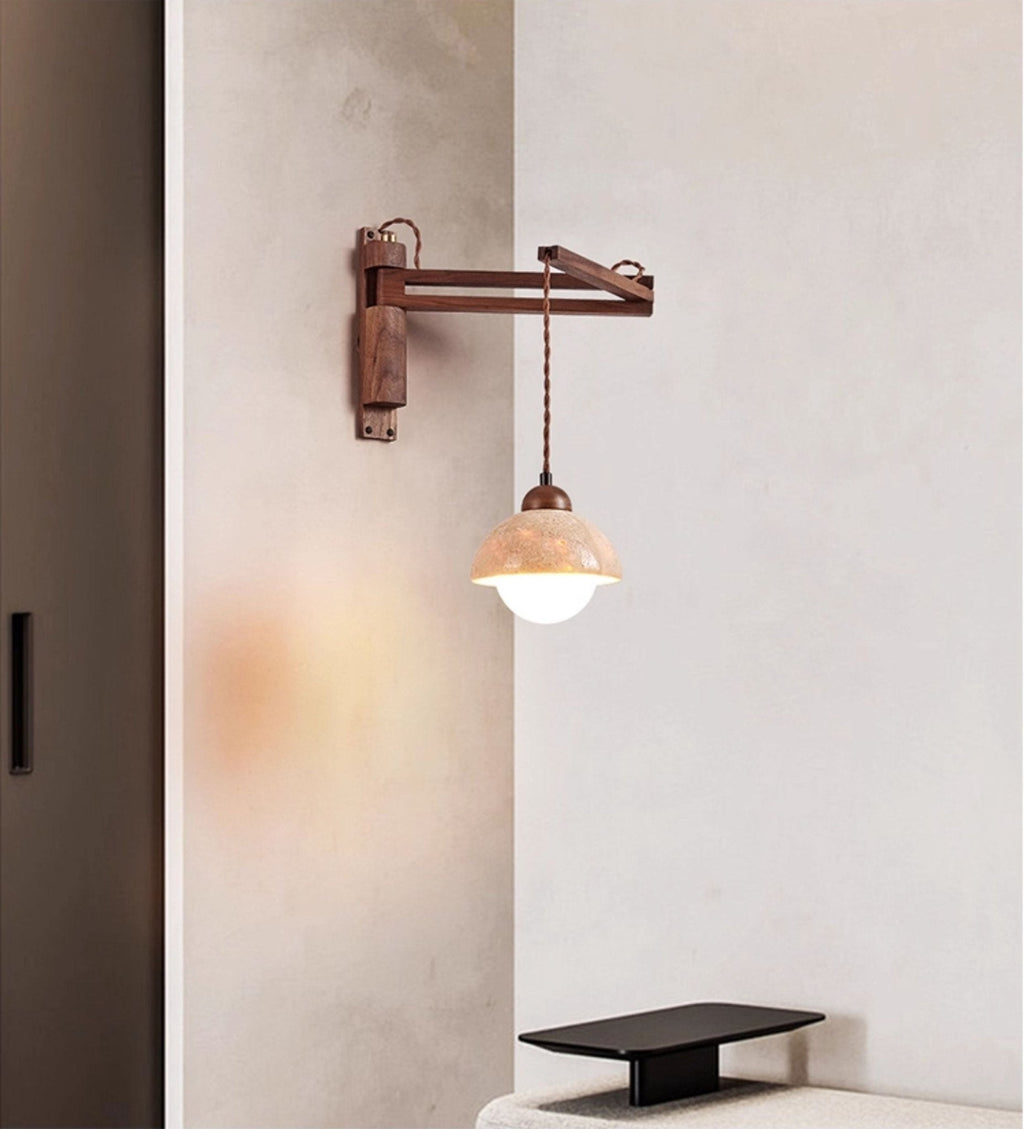 Adjustable Travertine Dome Wall Light, Hardwired Wall Sconce, detail 17