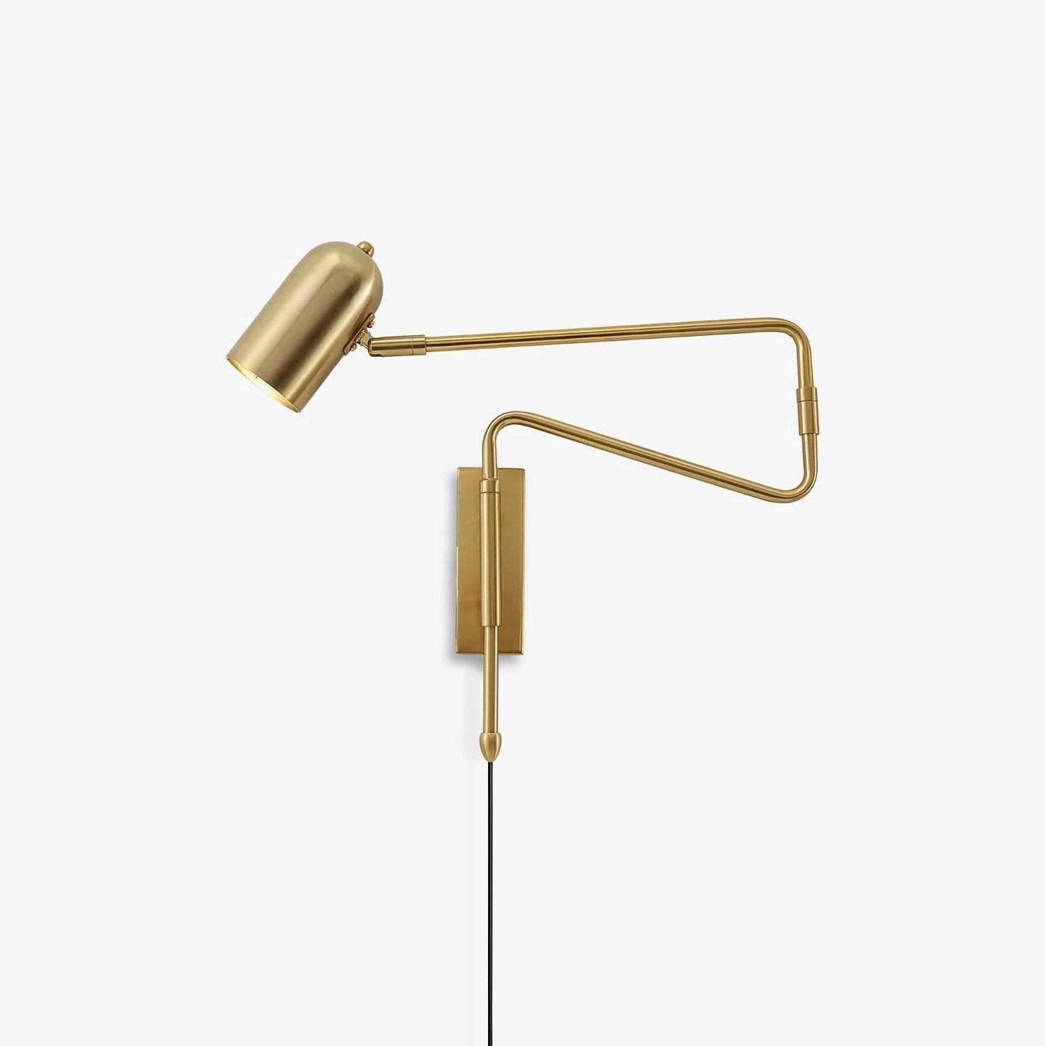 Adjustable Arm Plug-In Wall Light, Plug-In Wall Sconce, Metal, Model B L 14.6″ x H 5.9″