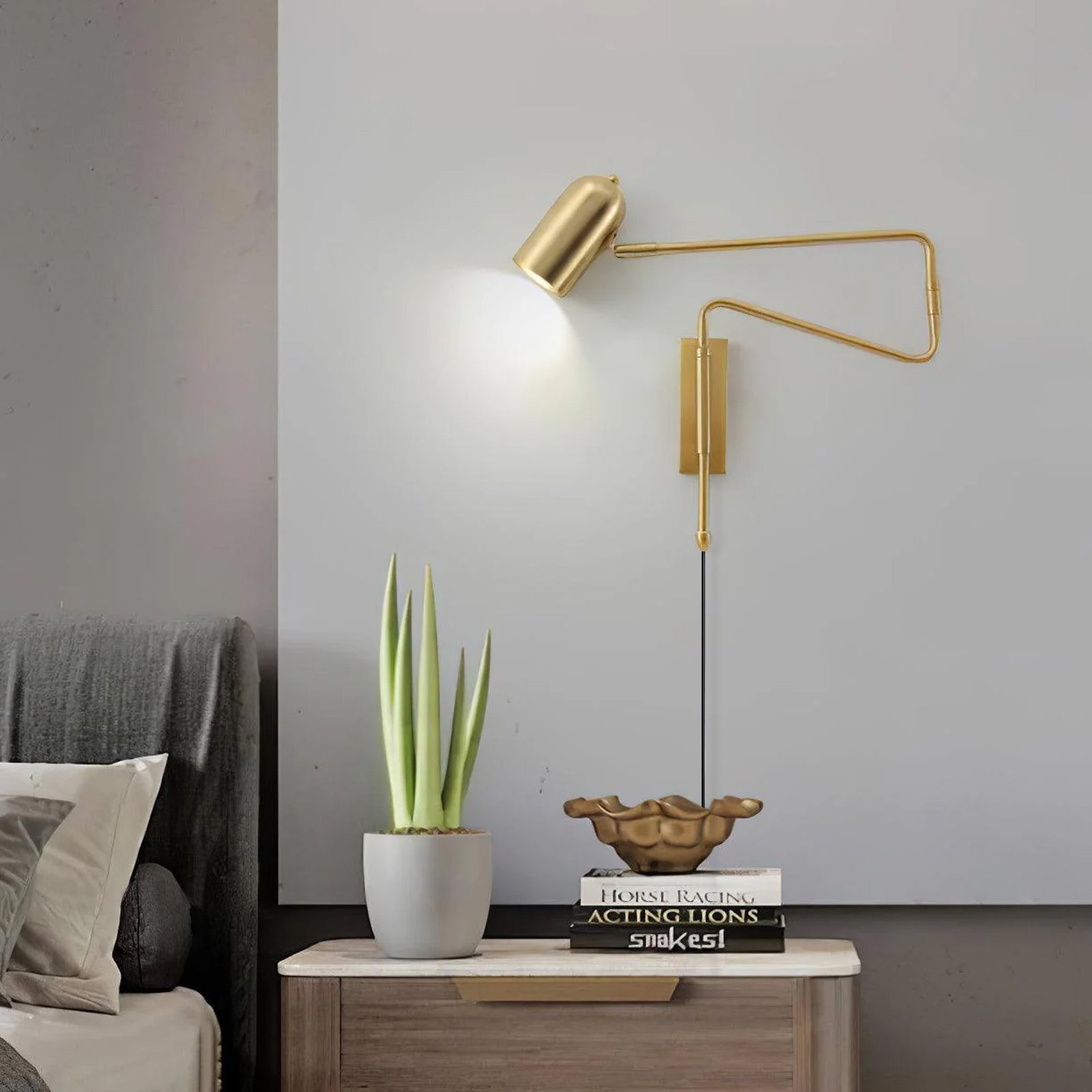 Adjustable Arm Plug-In Wall Light, Plug-In Wall Sconce, detail 2