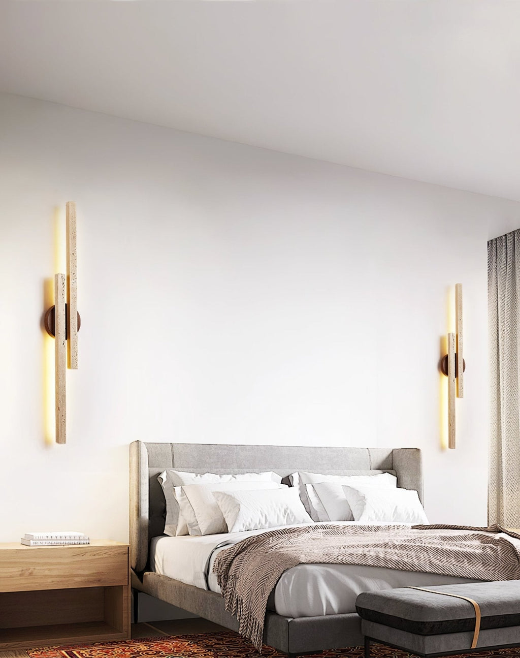 Aeris Travertine Wall Light, Hardwired Wall Sconce, detail 4
