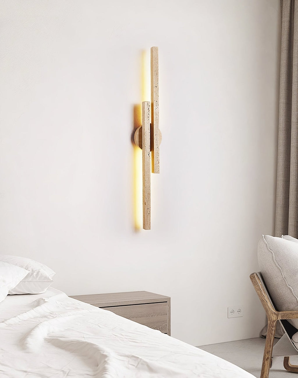 Aeris Travertine Wall Light, Hardwired Wall Sconce, detail 12