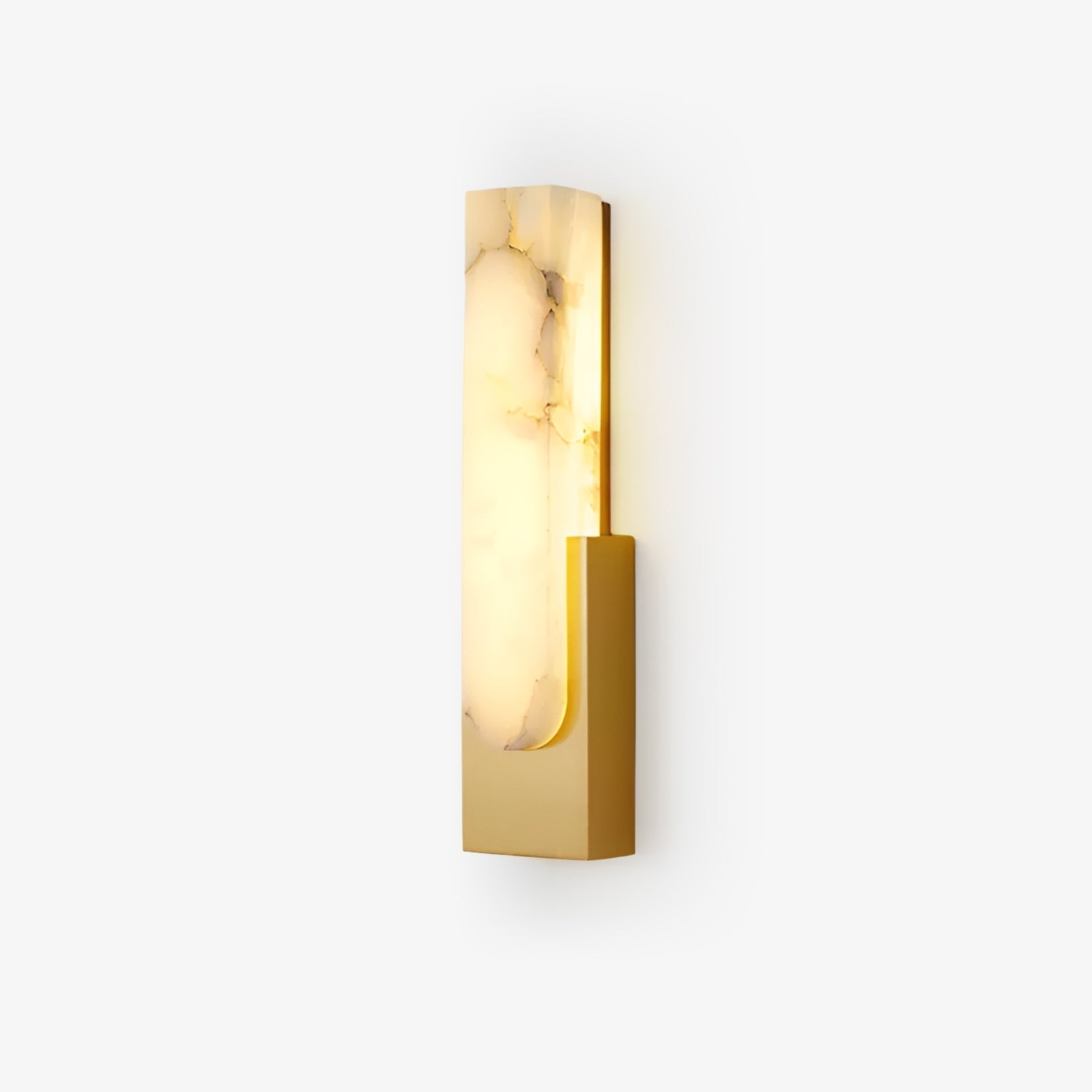 Agatha Alabaster Wall Light, Hardwired Wall Sconce, Metal, ∅ 3.9″ x H 19.7″