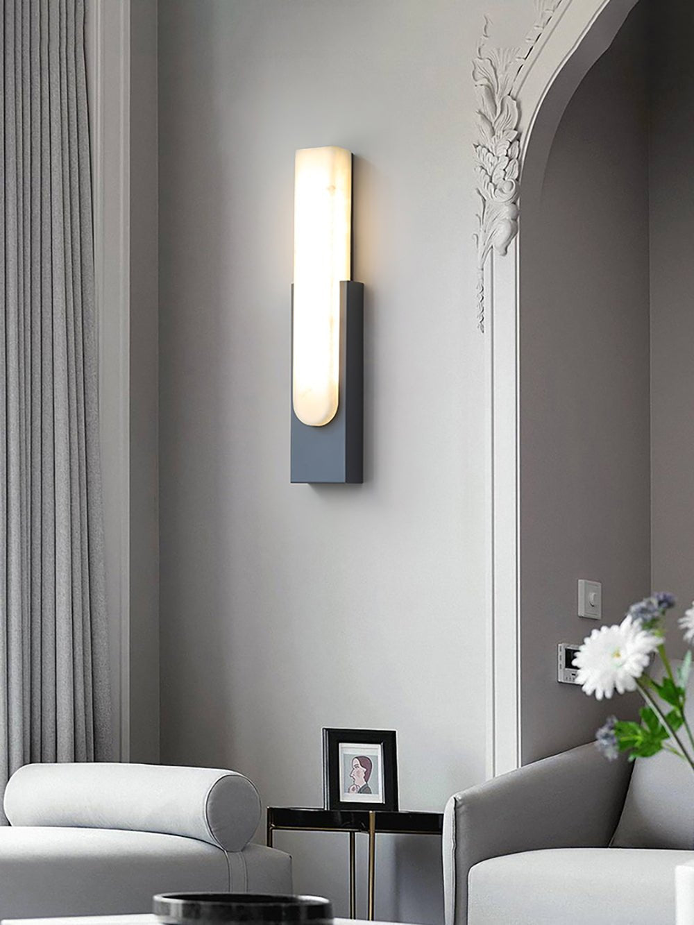 Agatha Alabaster Wall Light, Hardwired Wall Sconce, detail 5