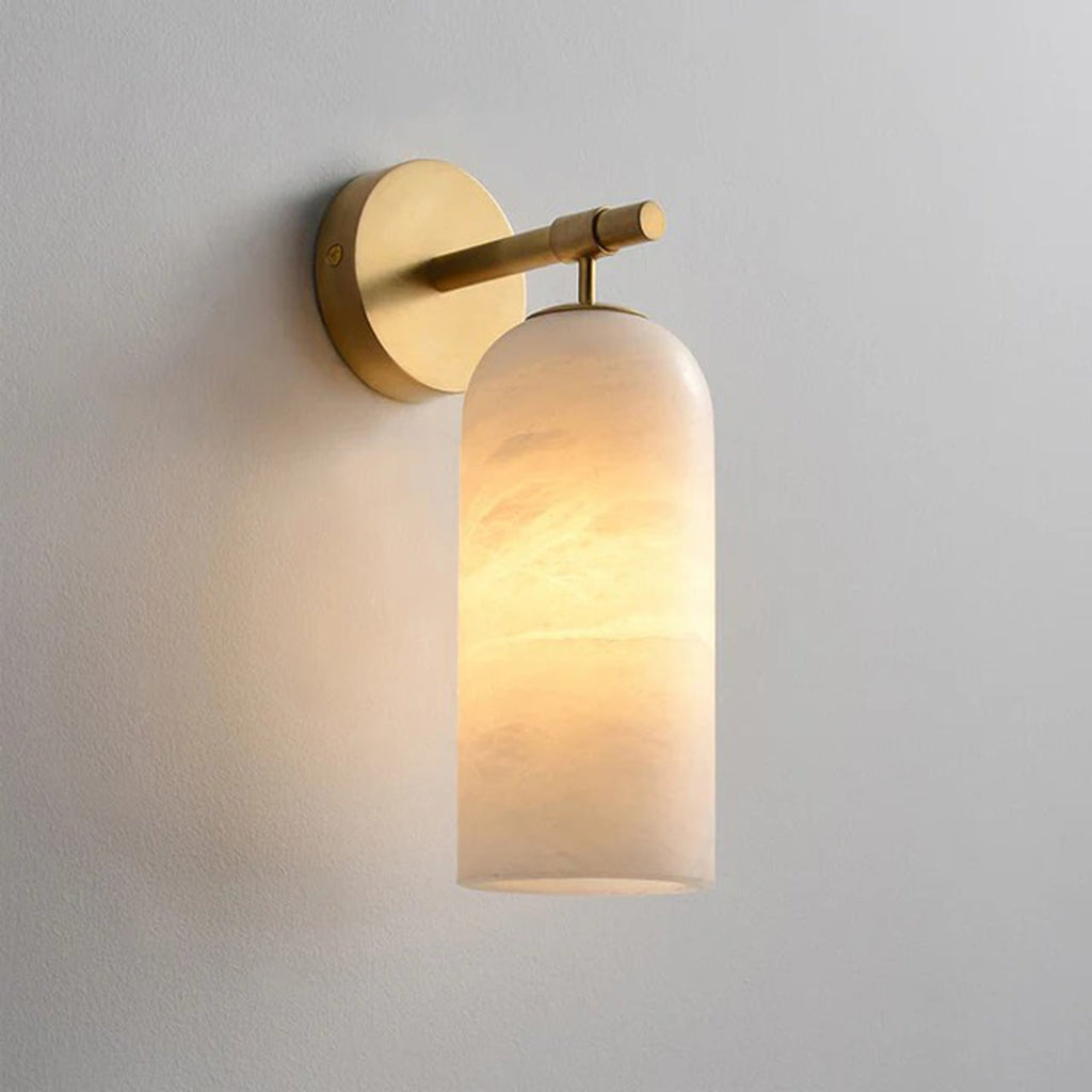 Alabaster Pillar Alabaster Wall Light - Dia 8cm x H 18cm Metal, Hardwired Wall Sconce, detail 6