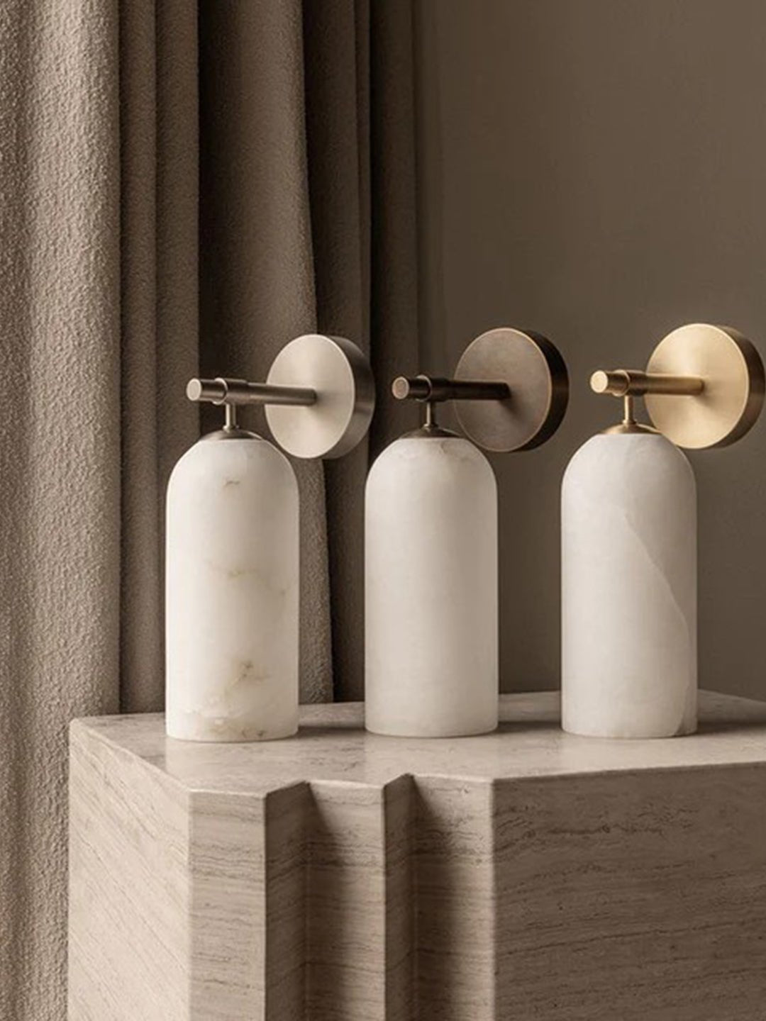 Alabaster Pillar Alabaster Wall Light - Dia 8cm x H 18cm Metal, Hardwired Wall Sconce, detail 15