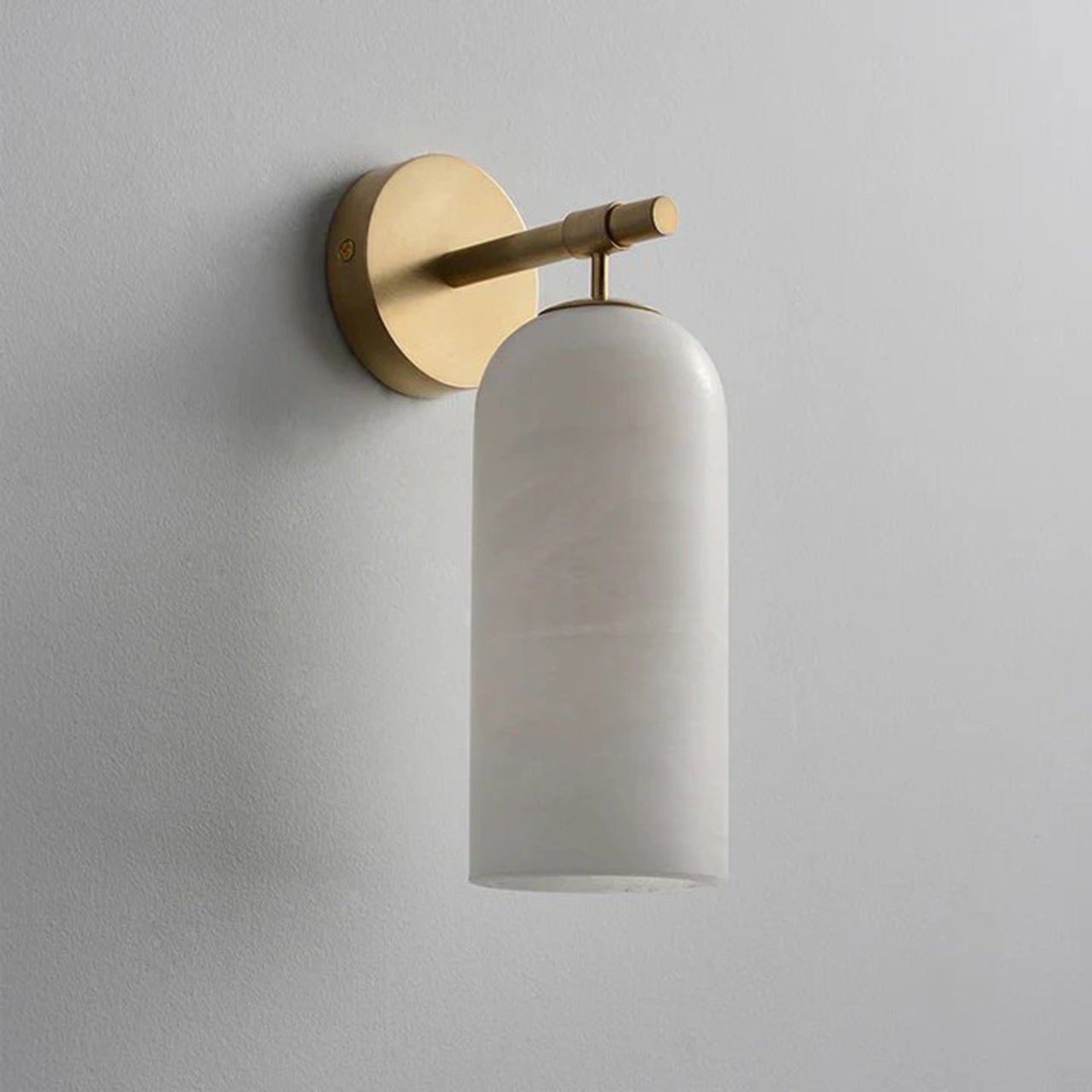 Alabaster Pillar Alabaster Wall Light - Dia 8cm x H 18cm Metal, Hardwired Wall Sconce