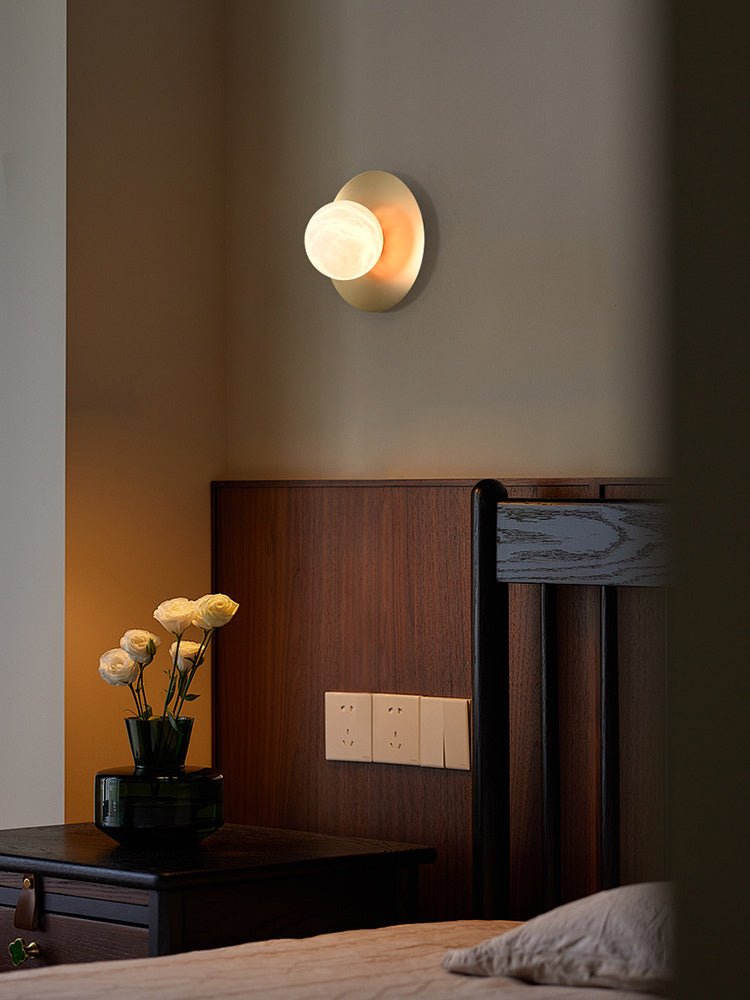 Circular Alabaster Orb Sconce, Hardwired Wall Sconce, detail 8