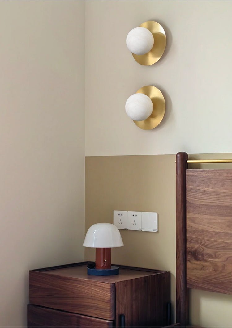 Circular Alabaster Orb Sconce, Hardwired Wall Sconce, detail 7