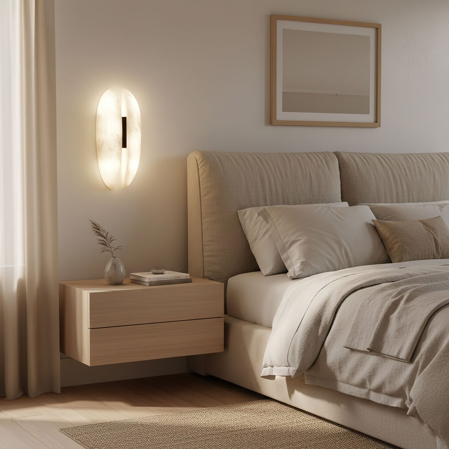 Alabaster Veil Wall Light, Hardwired Wall Sconce, detail 6