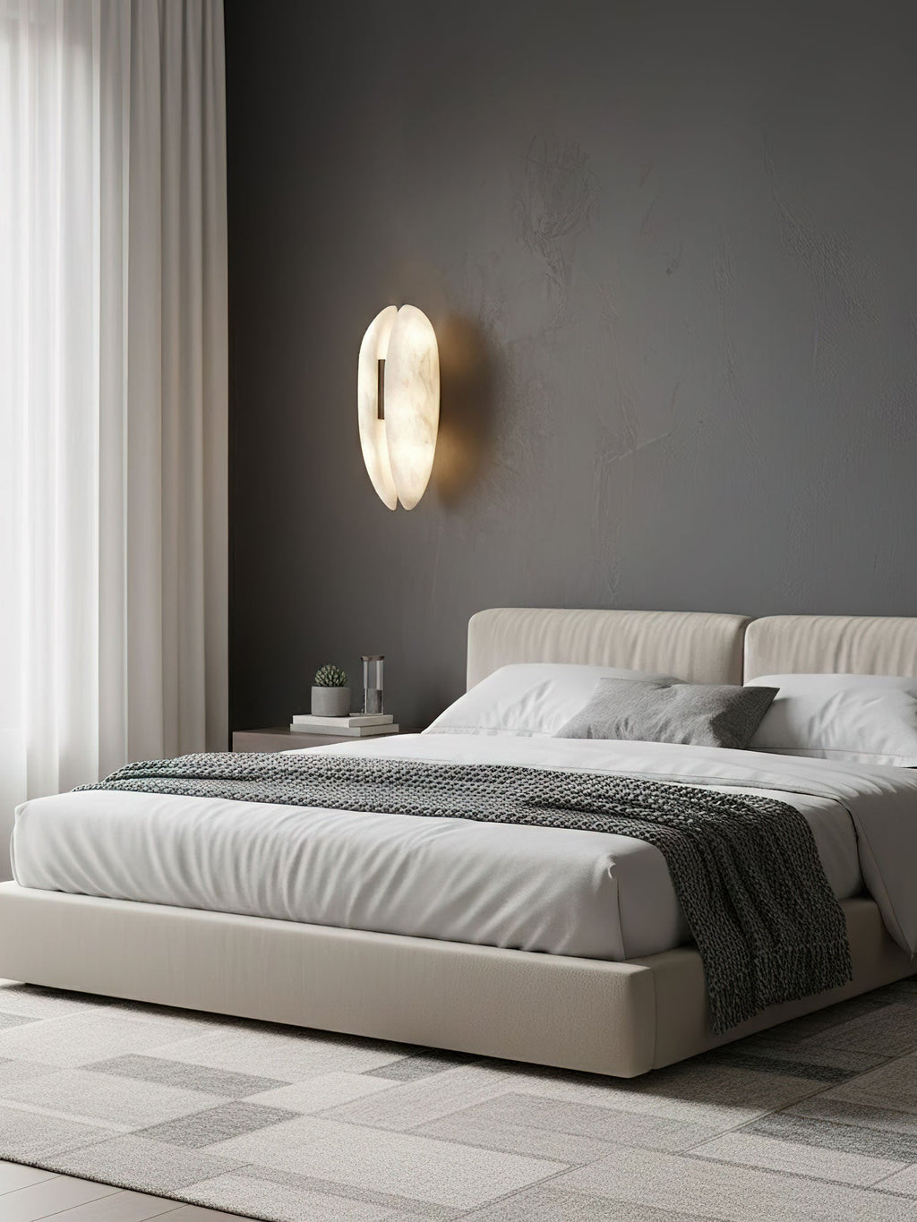Alabaster Veil Wall Light, Hardwired Wall Sconce, detail 4
