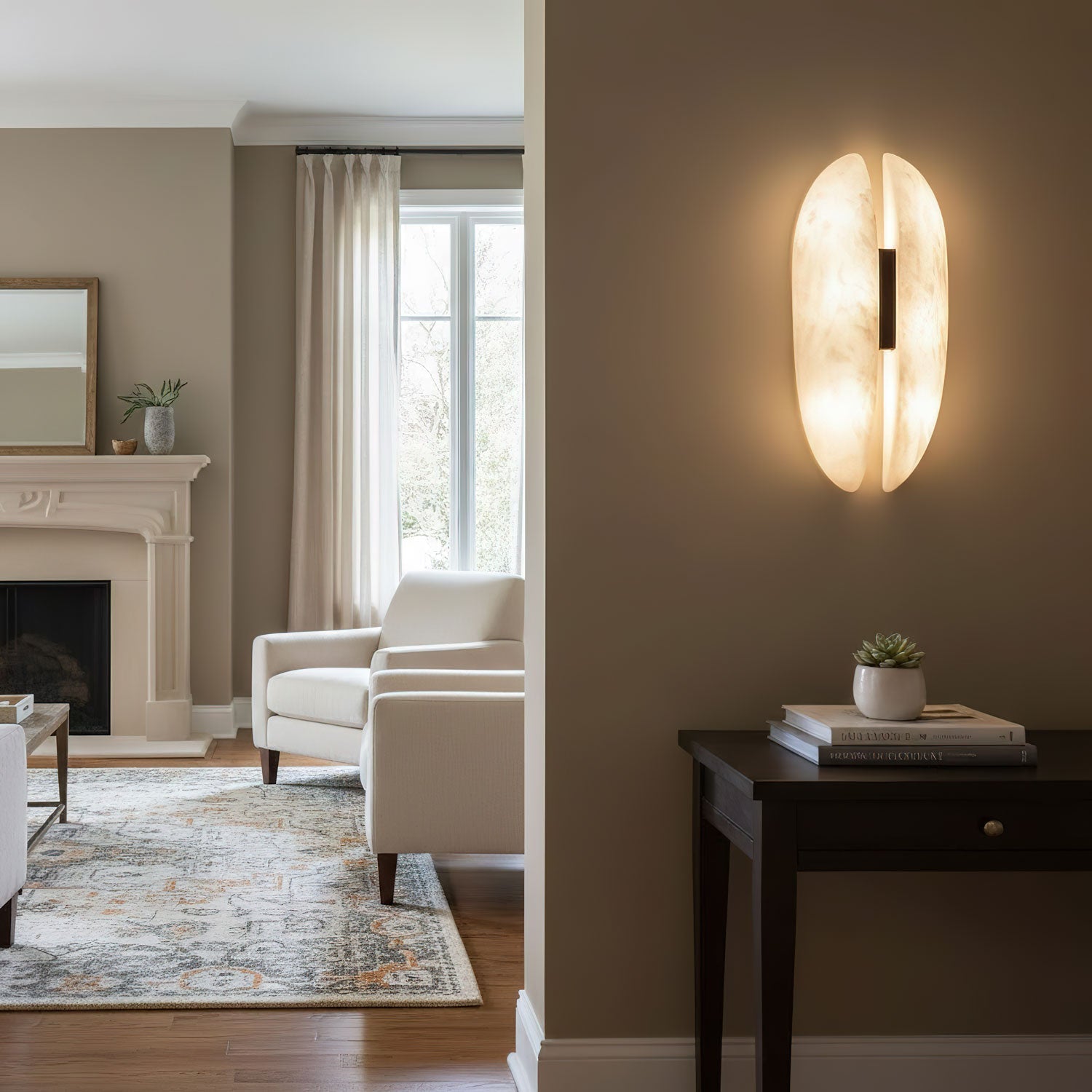 Alabaster Veil Wall Light, Hardwired Wall Sconce, detail 19
