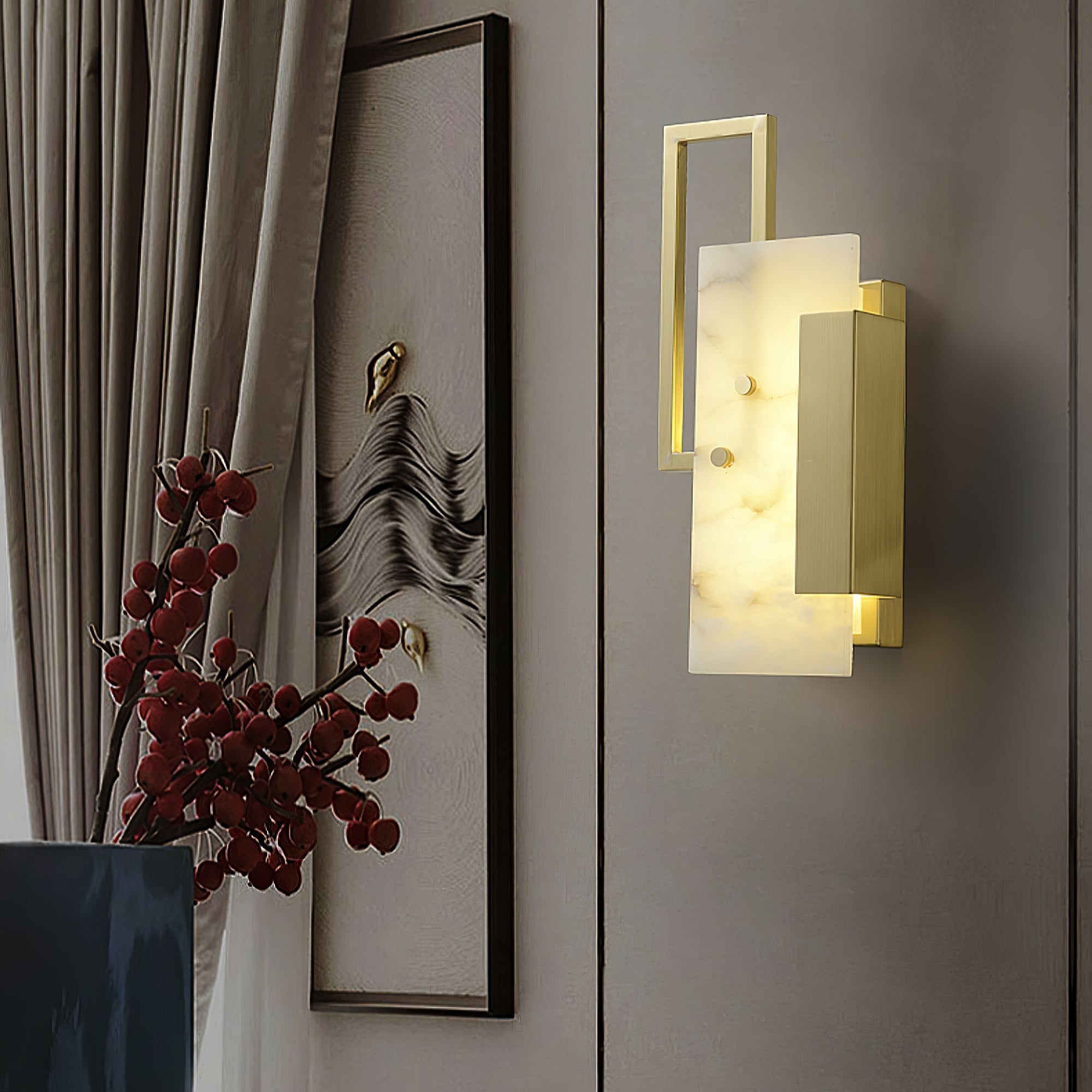 Althea Alabaster Wall Light, Hardwired Wall Sconce, detail 14