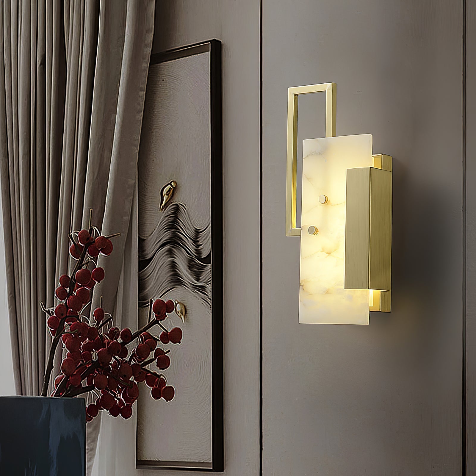 Althea Alabaster Wall Light, Hardwired Wall Sconce, detail 7