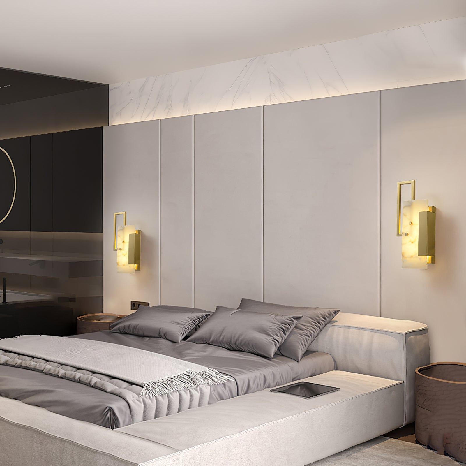 Althea Alabaster Wall Light, Hardwired Wall Sconce, detail 21