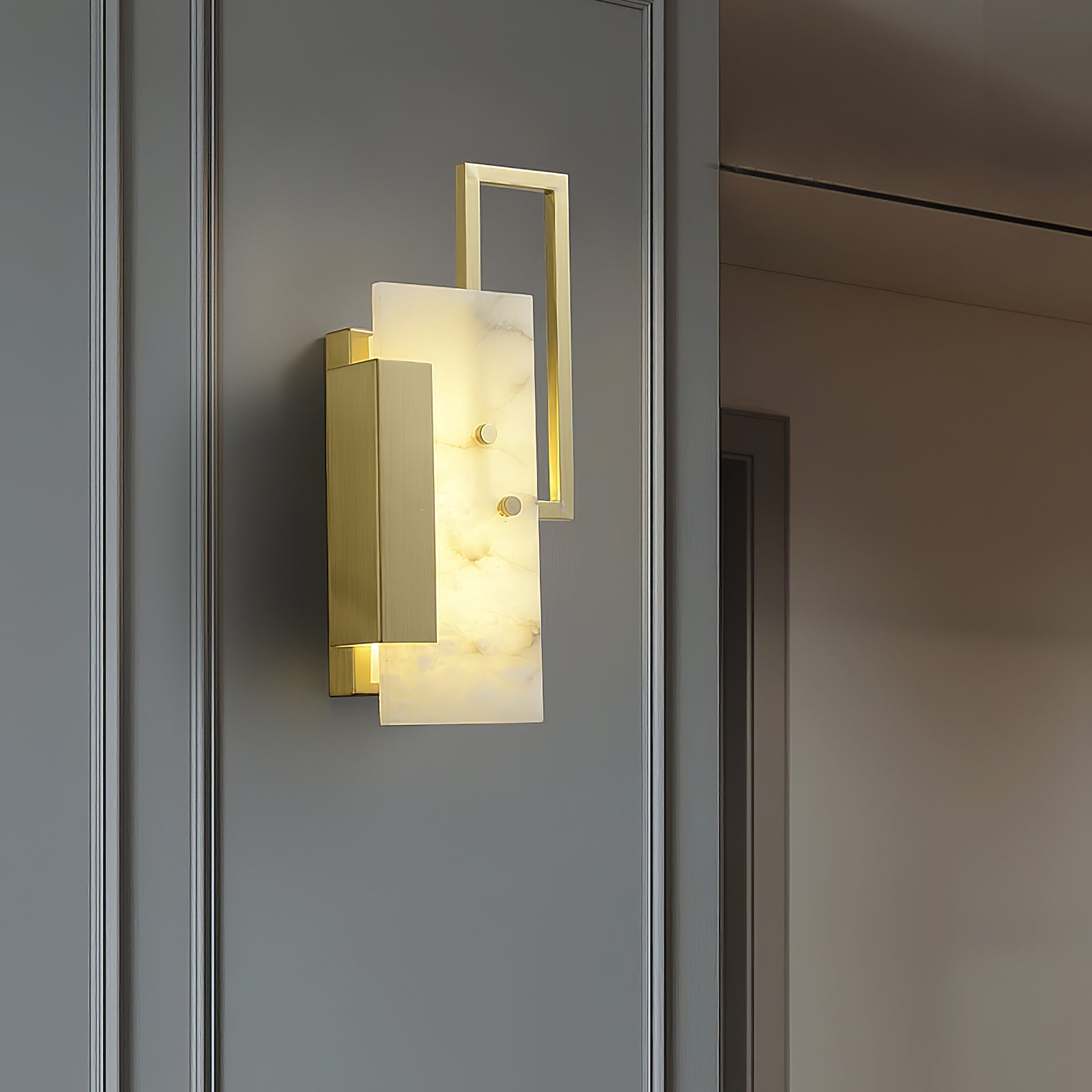 Althea Alabaster Wall Light, Hardwired Wall Sconce, detail 3
