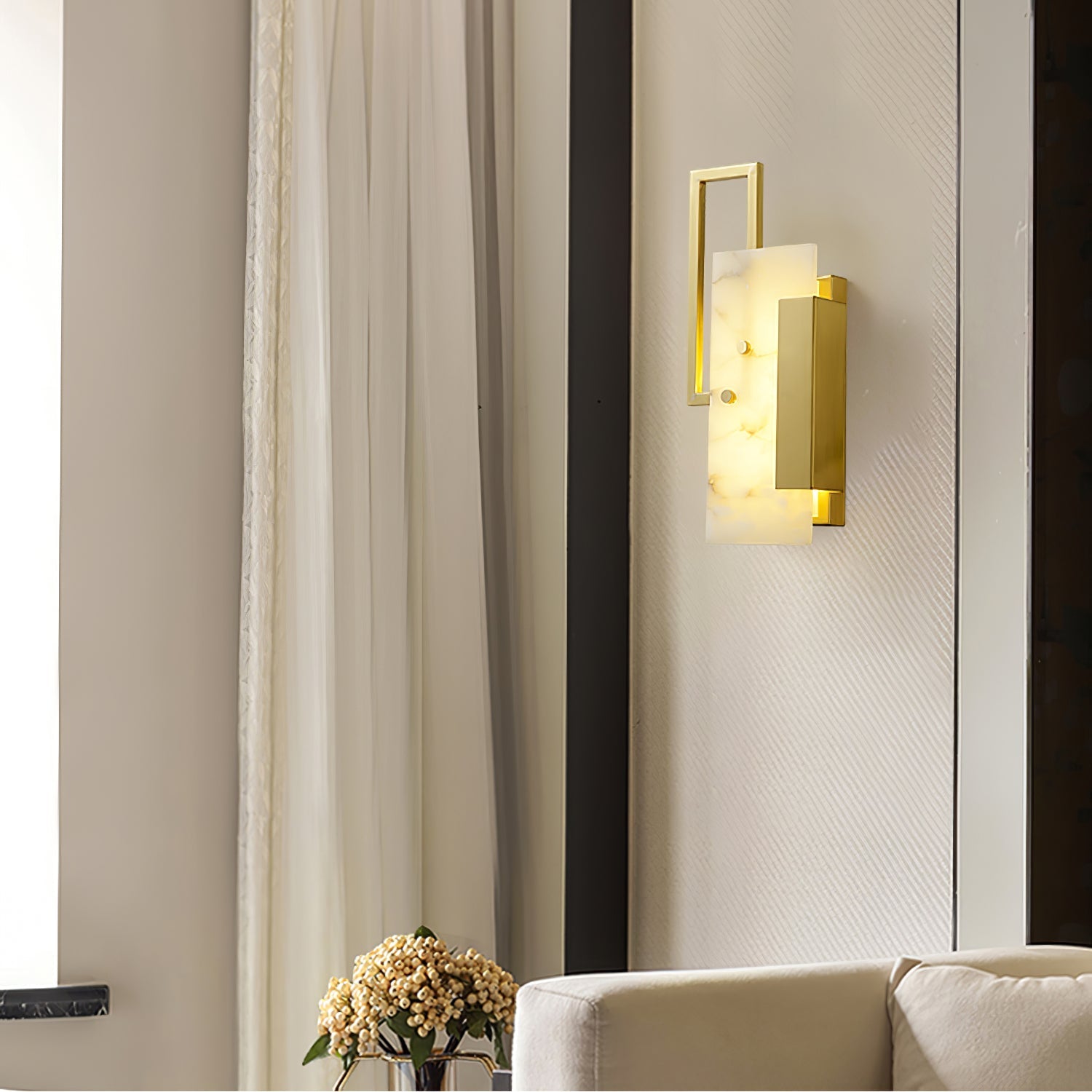 Althea Alabaster Wall Light, Hardwired Wall Sconce, detail 23