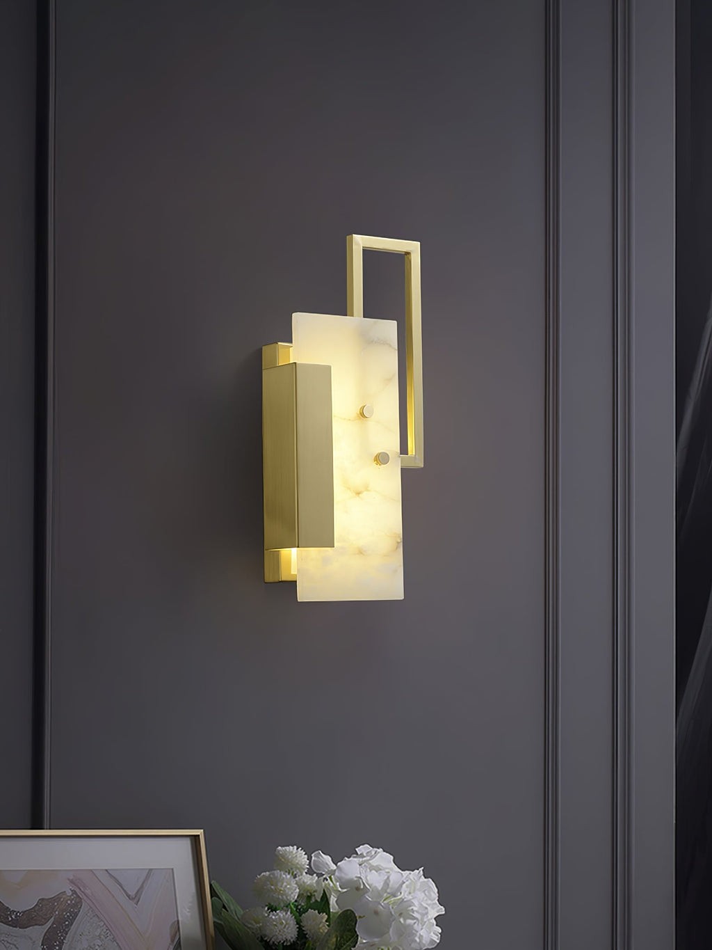 Althea Alabaster Wall Light, Hardwired Wall Sconce, detail 25