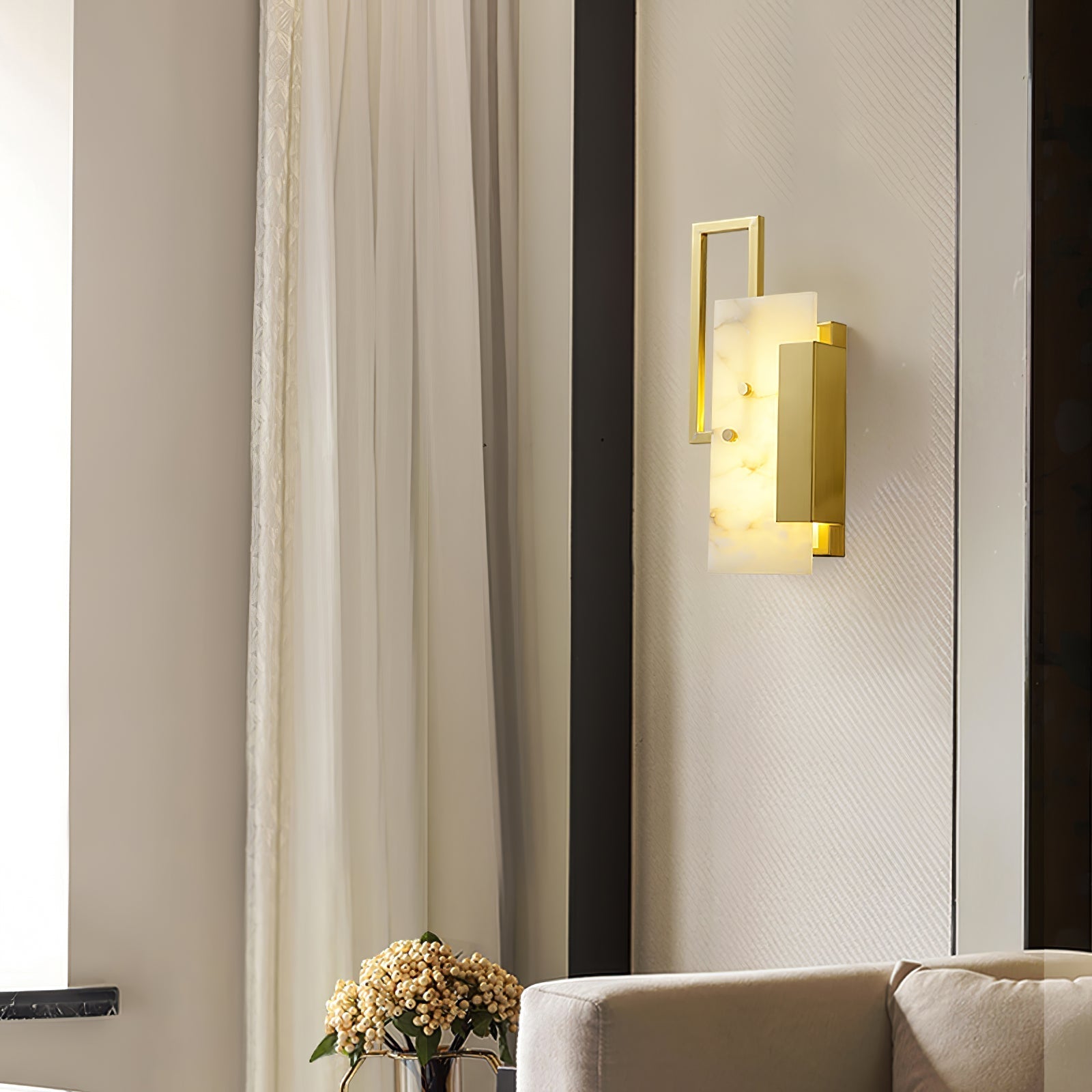 Althea Alabaster Wall Light, Hardwired Wall Sconce, detail 8